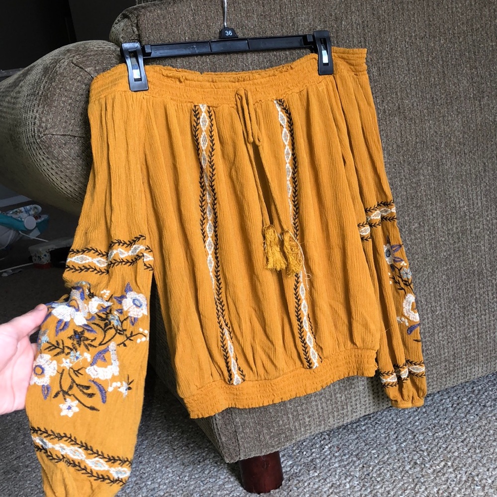 Embroidered Off The Shoulder Top